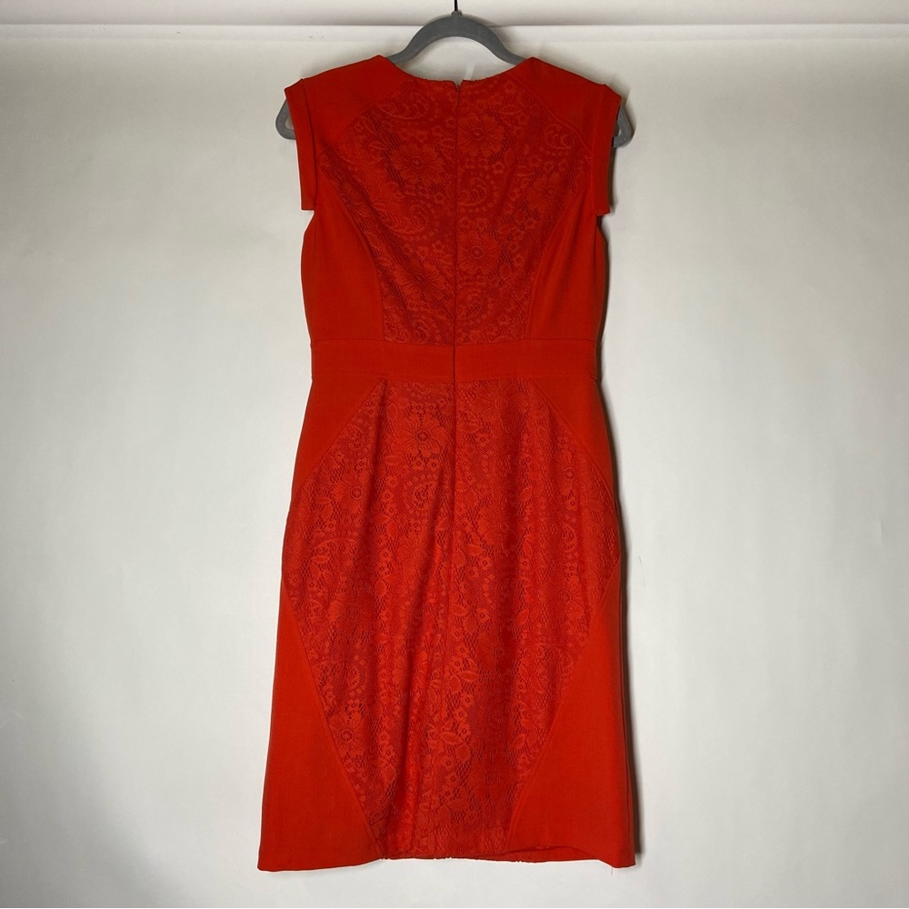 Adrianna Papell Sz 8 Floral Lace Inset Orange Dress Cocktail Party Wedding Guest - Picture 6 of 10